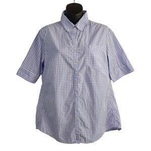 Banana Republic Women's Blue White Plaid Shortsleeve Button Down Shirt S…